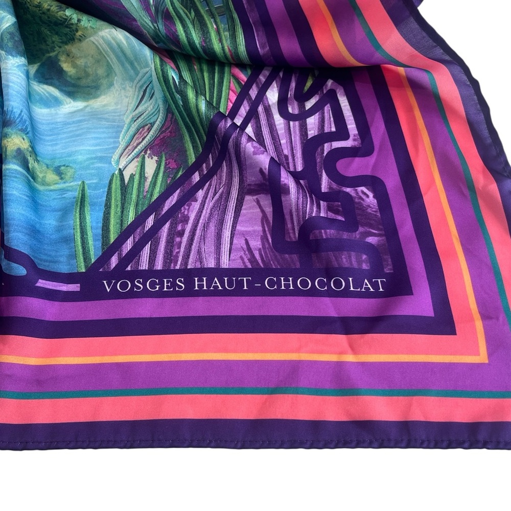 Vosges Haut-Chocolat Peace Love Satin Scarf Vibrant Tropical Birds And Foliage - Picture 4 of 8